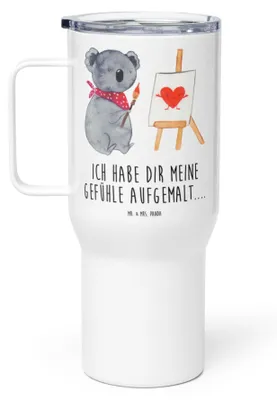 Produktbild von Mr. & Mrs. Panda Thermobecher Koala Künstler - Weiß - Geschenk, Gefühle, Thermos-Becher, To-Go-Becher, Kaffee-to-go-Becher, Liebesgeschenk, Teetasse, Liebe, Zeichnen