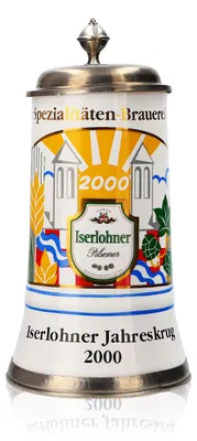 Produktbild von Iserlohner Bierglas Jahreskrug 2000 Steinzeugkrug Seidel Zinndeckel 0,65l Krug