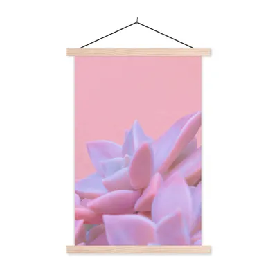 Produktbild von MuchoWow® Textilposter Sukkulente - Sommer - Rosa - Pflanzen 120x180 cm mit holzfarbenen Rahmen - Textil-Plakat