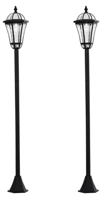 Zdjęcie produktu dla 2-częściowa solarna lampa uliczna LED, IP44, ABS, Ø18,5 x W129 cm, tryb oszczędzania energii, wodoodporna, lampa ogrodowa ze stali nierdzewnej, czarna