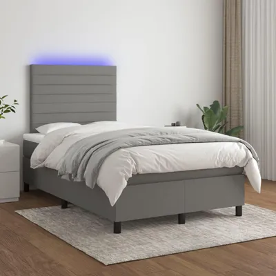 Produktbild von Boxspringbett mit Matratze & LED Dunkelgrau 120x200 cm Stoff