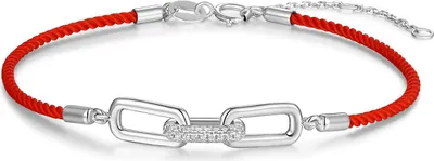 Produktbild von New Bling 9NB-1709 – Silbernes Makramee-Armband in Rot – Glieder – Mit Zirkonia – Silberfarben/Rot – 925er Silber – Verstellbar 16+2 cm