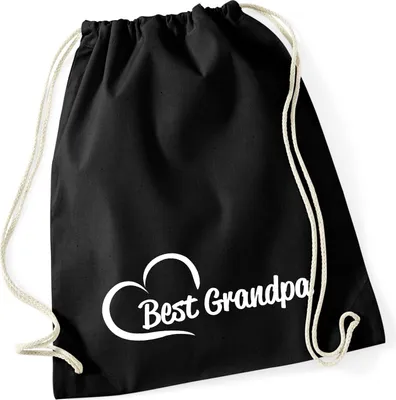 Produktbild von Huuraa Turnbeutel Best Grandpa Heart 12 Liter Black Baumwolle Rucksack Geschenkidee