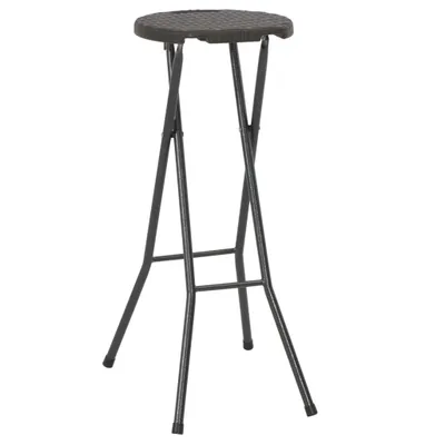 Image de vidaXL Tabouret de bar pliable 2 pcs. HDPE et acier brun aspect rotin