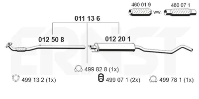 Produktbild von ERNST 011136 Mittelschalldämpfer Schalldämpfer für OPEL Corsa C Schrägheck (X01)