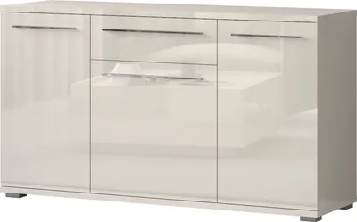 Produktbild von Kommode Garim 1, Farbe: Beige Hochglanz - 85 x 150 x 45 cm (H x B x T)