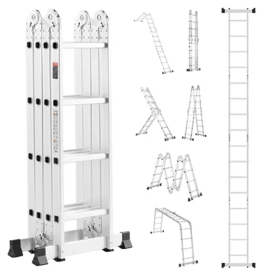 Zdjęcie produktu dla Vouwladder – Wielofunkcyjna teleskopowa drabina aluminiowa z 7 funkcjami, wysokość do 4,6 metra