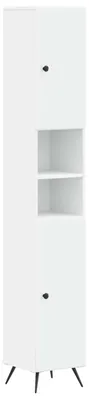 Image de Armoire de salle de bain avec étagère ouverte, modèle BREDA, blanche, dimensions : 30 x 31 x 190 cm
