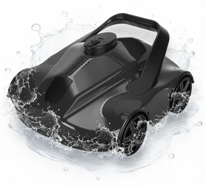 Produktbild von Poolroboter - Wiederaufladbarer Poolreiniger - 5200 mAh Akku - 130 Min Laufzeit - Selbstparkend - Für Pools bis 80 m² - Schwarz