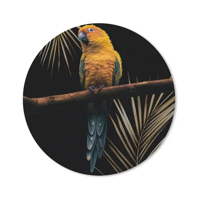 Produktbild von MuchoWow® Mauspad Mousepad Vogel - Papagei - Zweig - Farn 40x40 cm - Mousepads - Maus Mat - Pad - Mausunterlage - Schreibtisch Accessoires