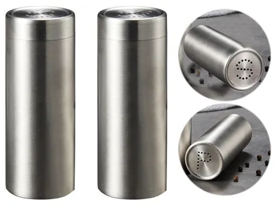 Image de Omgoods - Ensemble de 2 pots à épices et à sel en acier inoxydable
