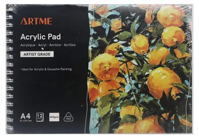 A4 Acryl Papierblock, 12 Blatt, 400 g/m², spiralgebunden