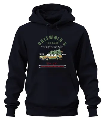 Obrázok produktu pre Griswold's Tree Farm Family Christmas - Christmas Xmas Uni mikina s kapucňou, Navy, M