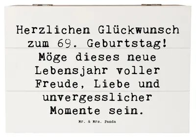 Produktbild von Mr. & Mrs. Panda Box Spruch 69. Geburtstag Glückwunsch 22 x 15 cm - Weiß - Geschenk, Liebe, Erinnerungen, Kiste, Geschenkbox, Alter, Schatzkiste, fotobox, Lebensfreude