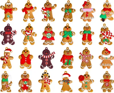 Produktbild von 24pcs niedlich hängende Nachbildung PVC Material Weihnachtsbaum Anhänger Ornamente für Türfenster Urlaub Party Nachbildungation