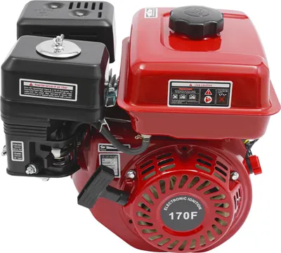 Produktbild von Benzinmotor 170F - 4-Takt 210ccm Einzylinder - 7,5 PS 4 kW - Luftgekühlt - Seilzugstarter - Für Wasserpumpen, Grabenfräsen, Gokarts - Rot/Schwarz