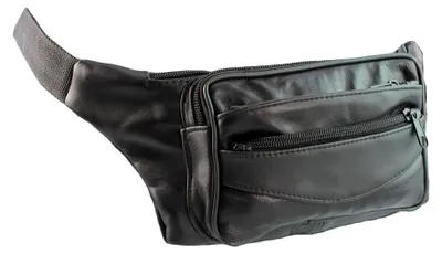 Produktbild von Gürteltasche Bauchtasche Hüfttasche Schwarz Echt Leder Umhängetasche Bag Geldbörse