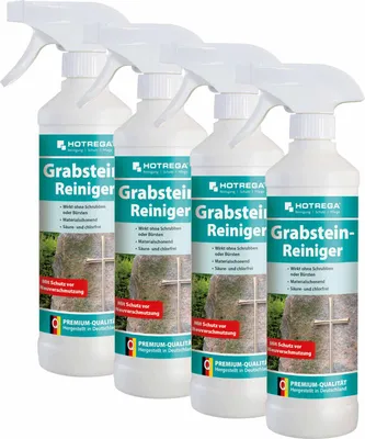 Produktbild von HOTREGA Grabstein Reiniger 500 ml - Grabreiniger, Steinreiniger, Natursteinreiniger, Grünbelagentferner, Marmorreiniger