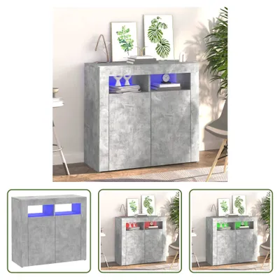 Produktbild von The Living Store Sideboard mit LED-Leuchten Betongrau 80x35x75 cm