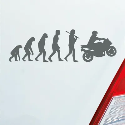 Produktbild von Auto Aufkleber Evolution Motorrad Mopped Bike 15x4,5 cm Grau Sticker Heckscheibenaufkleber