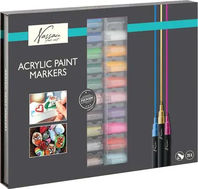 Zdjęcie produktu dla Zestaw 20 markerów akrylowych, Fine Art, Nassau