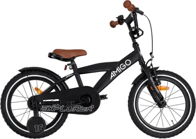 Produktbild von AMIGO Kinderfahrräder Jungen Explorer 16 Zoll 23 cm Jungen Rücktrittbremse Schwarz/Weiß