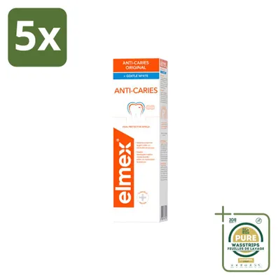 Immagine prodotto di 5 confezioni di dentifricio sbiancante anti-carie Elmex - 75 ml - confezione risparmio - 5 pezzi