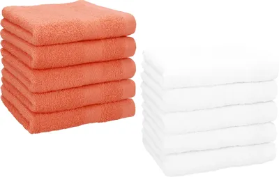 Produktbild von Betz 10 Stück Seiftücher 30x30 cm PREMIUM 100% Baumwolle  Farbe: blutorange und weiß