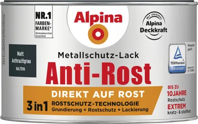 Produktbild von Alpina Metallschutz-Lack Anti-Rost 300 ml anthrazit matt