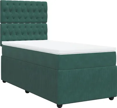 Produktbild von vidaXL Boxspringbett mit Matratze Dunkelgrün 90x200 cm Samt
