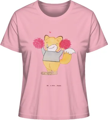 Produktbild von Mr. & Mrs. Panda Oberteil Damen Fuchs Cheerleader Größe S - Baumwolle Pink - Geschenk, Turn Club, shirt, Cheerleading, T-Shirt, Kurzarm, Basic, Turniere, Turnen