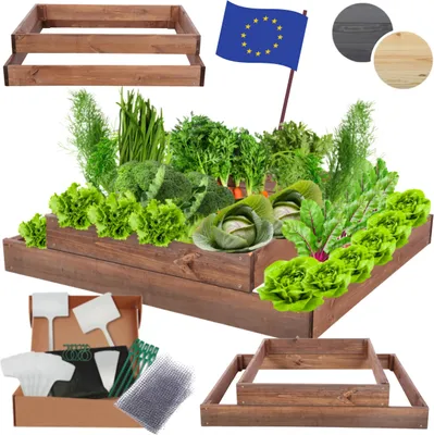 Produktbild von MODO24 Hochbeet Holz, Pflanzkasten, Massivholz, Kiefer, Kräuterbeet, Blumenkasten, Garten, Terrasse, 18x90x60 cm, Braun, ZP09
