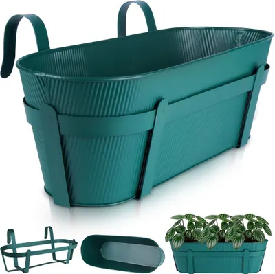 Produktbild von Vilde Balkon-Blumentopf Hängetopf Blumenkasten Übertopf aus Metall grün 51,5 cm