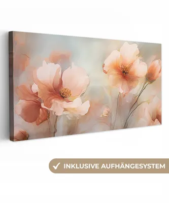 Obrázok produktu pre MuchoWow® - Obraz na plátne - Kvety - Pastel - Umenie - Maky - Akvarel, nástenná maľba, nástenné dekorácie obrazy obývacia izba, 80x40cm