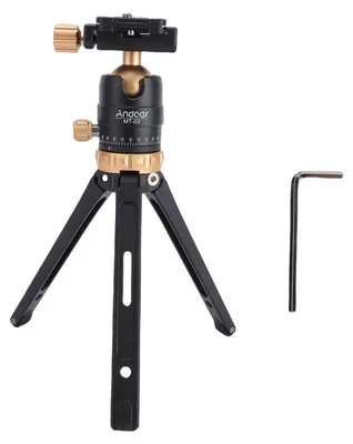 Image de Trépied de table pour appareil photo avec rotule à 360 degrés et plaque à fixation rapide, pour appareils photo reflex numériques et hybrides, vlog et vidéo, couleur dorée
