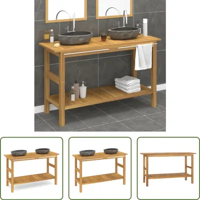 Obrázek produktu pro The Living Store Umyvadlo s říčním kamenem umyvadlo z masivního teaku
