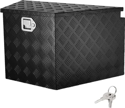 Produktbild von Anhänger-Zungenbox - Robuste Werkzeugkiste aus Aluminiumlegierung mit Diamantplatte - Mehrzweck-Anhängerbox mit Schloss und Schlüsseln für Pickup-Truck und Wohnmobil