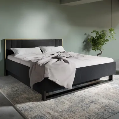 Produktbild von Bett 180x200 cm mit Bettkasten in schwarz MOLONG-166