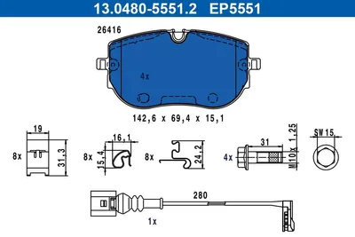 Produktbild von ATE Bremsbeläge Satz Vorne für VW ID.4 (E21) 13.0480-5551.2