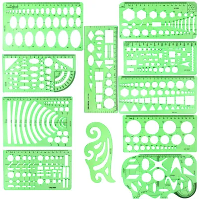 Image de Omgoods - Ensemble de 11 modèles de formes géométriques et outils de mesure
