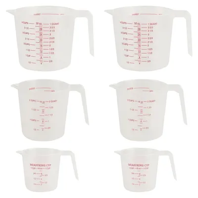 Produktbild von Messbecher Set 6 Stück Kunststoff 250ml 500ml 1000ml hitzebeständig mit Skala