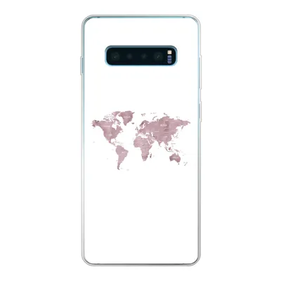 Produktbild von MuchoWow® Handyhülle Schutzhülle Hülle für Samsung Galaxy S10 Lite Weltkarte - Rosa - Weiß Silikon Softcase Handy Hülle - Schutz