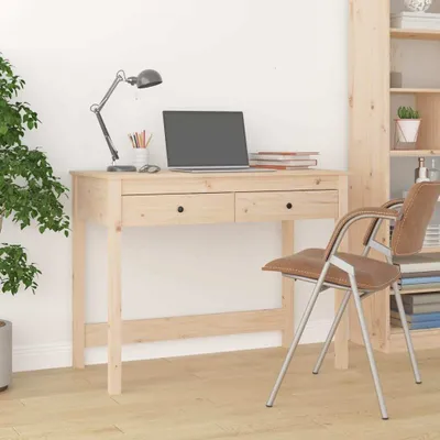 Obrázok produktu pre vidaXL Písací stôl so zásuvkami 100x50x78 cm z masívneho borovicového dreva - Písací stôl - Kancelársky stôl - Pracovný stôl