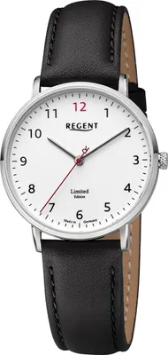 Produktbild von Regent Leder Damen Uhr Armbanduhr Quarz schwarz Lederarmband D2URGM2306
