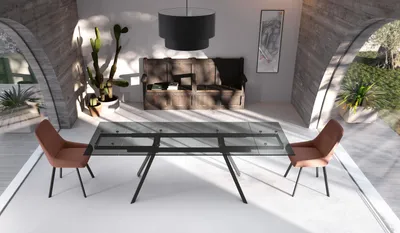 Produktbild von Smokey - Ausziehbarer Tisch (160 / 240 x 90 cm) aus schwarzem Glas