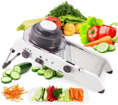 Produktbild von Gemüsehobel, Mandoline Gemüseschneider mit Schnittfesten Handschuhen, Wellenschnitt, Waffelschneider, Julienne-Schneider