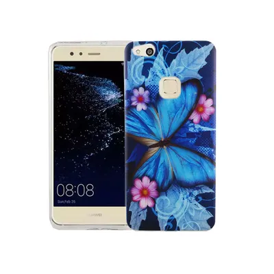 Image de Coque de téléphone portable pour Huawei P10 Lite : coque de protection en silicone TPU fine, motif papillon bleu
