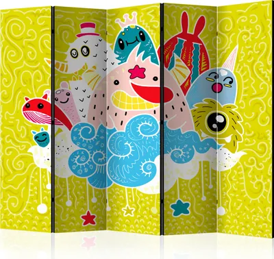 Obrázok produktu pre Jednostranný skladací paraván pre deti 225x172 cm 5-dielny viacfarebný
