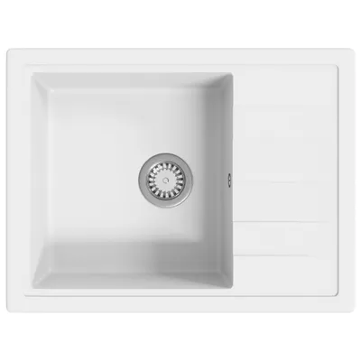Image de vidaXL Evier de cuisine avec trop-plein ovale blanc granit