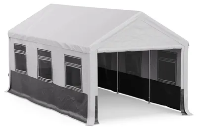 Image de Tente de réception - 3x3 mètres, imperméable, blanche et gris foncé